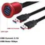 Kework Metal Dual USB 3.0 Ports Mount with Light, 3.3ft 2 Ports USB Male to 2 Ports Female Flush Mount Panel Mount Extension AUX Cable for Car Truck Boat Motorcycle Dashboard (Red & 3.3ft) Kework Metal Dual USB 3.0 Ports Mount with Light, 3.3ft 2 Ports USB Male to 2 Ports Female Flush Mount Panel Mount Extension AUX Cable for Car Truck Boat Motorcycle Dashboard (Red & 3.3ft)