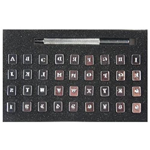 OWDEN Professional 37 Pieces Leather Stamping Tool Set (1/8 Inch, 3.2 mm Tall),Number and Alphabet Stamp Leather Tools.