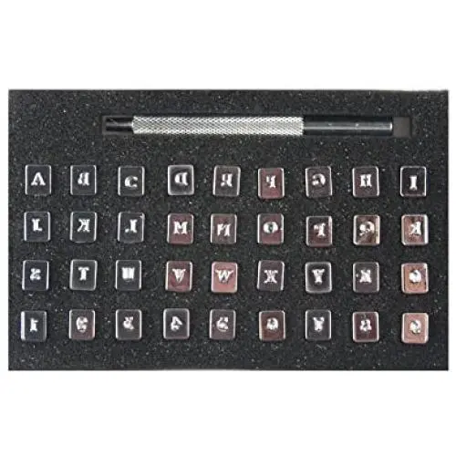 OWDEN Professional 37 Pieces Leather Stamping Tool Set (1/8 Inch, 3.2 mm Tall),Number and Alphabet Stamp Leather Tools. OWDEN Professional 37 Pieces Leather Stamping Tool Set (1/8 Inch, 3.2 mm Tall),Number and Alphabet Stamp Leather Tools.