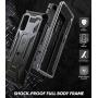 Poetic Spartan Series Designed for Samsung Galaxy S20 Case, Full-Body Rugged Dual-Layer Metallic Color Accent Premium Leather Texture Shockproof Protective Cover with Kickstand, Metallic Gun Metal