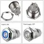Linkstyle Latching Push Button Switch 5Pcs 12V 24V with Blue LED, Waterproof 4 Pin Metal ON/PFF SPDT Switch for 19mm 3/4'' Mounting Hole Linkstyle Latching Push Button Switch 5Pcs 12V 24V with Blue LED, Waterproof 4 Pin Metal ON/PFF SPDT Switch for 19mm 3/4'' Mounting Hole