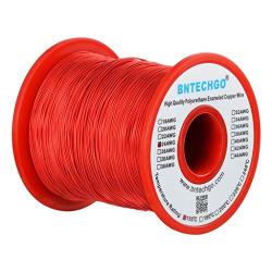 BNTECHGO 24 AWG Magnet Wire - Enameled Copper Wire - Enameled Magnet Winding Wire - 1.0 lb - 0.0197'' Diameter 1 Spool Coil Red Temperature Rating 155℃ Widely Used for Transformers Inductors