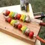 DONGXIUB Grilling Stainless Steel Needles Barbecue Forks Roasting Sticks BBQ Forks and U Shape Metal Shish Kebab Skewers with Wooden Handle 7 Piece Set DONGXIUB Grilling Stainless Steel Needles Barbecue Forks Roasting Sticks BBQ Forks and U Shape Metal Shish Kebab Skewers with Wooden Handle 7 Piece Set
