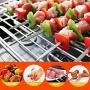 IQCWOOD Skewers, Barbecue Skewers, 14 Pieces Metal Skewers for Grilling, Stainless Steel 16.7'' Extra Long Shish Kabob Sticks 13.8'' Short Reusable Grilling Skewers Wide Flat BBQ Skewers