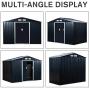 Outsunny 9 x 6 Metal Garden Shed Utility Tool Storage, Outdoor House for Backyard and Garden, Dark Grey