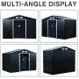 Outsunny 9 x 6 Metal Garden Shed Utility Tool Storage, Outdoor House for Backyard and Garden, Dark Grey