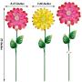 Juegoal 25 Inch Flower Garden Stakes Decor, Shaking Head Metal Outdoor Sunflowers Daisy Glow in Dark Metal Yard Art, Indoor Outdoor Lawn Pathway Patio Ornaments,Set of 2