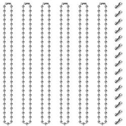 SUMERSHA 24 inches 100pcs Ball Bead Chain 2.4mm Nickel Plated Ball Chain Necklace Bead Adjustable Metal Pull Chain Extension Beaded Chain with 100pcs Extra Matching Connector Jewelry Findings