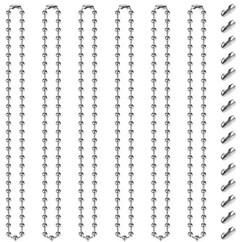 SUMERSHA 24 inches 100pcs Ball Bead Chain 2.4mm Nickel Plated Ball Chain Necklace Bead Adjustable Metal Pull Chain Extension Beaded Chain with 100pcs Extra Matching Connector Jewelry Findings SUMERSHA 24 inches 100pcs Ball Bead Chain 2.4mm Nickel Plated Ball Chain Necklace Bead Adjustable Metal Pull Chain Extension Beaded Chain with 100pcs Extra Matching Connector Jewelry Findings