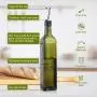 Aozita 17oz Glass Olive Oil Bottle - 500ml Green Oil & Vinegar Cruet with Pourers and Funnel - Olive Oil Carafe Decanter for Kitchen