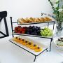 Sweese 731.101 3 Tiered Serving Stand, Foldable Rectangular Food Display Stand with White Porcelain Platters - Serving Trays, Dessert Display Server for Brithday Party, Valentines Day and Events