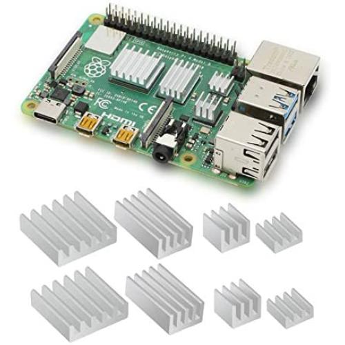 16 Pcs Raspberry Pi 4 Heatsink, MazerPi Raspberry Pi Heatsink Set Aluminum Heatsink with 3M 8810 Thermal Pad Heatsink for Raspberry Pi 4 Model B/ 3B+/ 3B/ 2B (Silver)