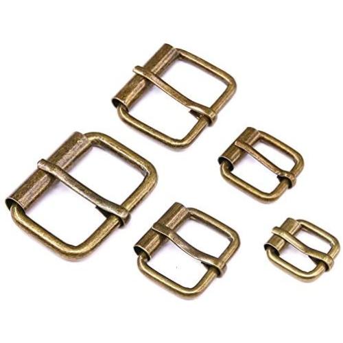 ◕‿◕ Swpeet 50 Pcs Bronze Assorted Multi-Purpose Metal Roller Buckles for Belts Hardware Bags Ring Hand DIY Accessories - 1/2 Inch, 5/8 Inch, 3/4 Inch, 1 Inch, 1-1/4 Inch