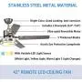 Reversible Ceiling Fan with Light and Remote Control, Stainless Steel, Silver (42in) Reversible Ceiling Fan with Light and Remote Control, Stainless Steel, Silver (42in)