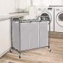 STORAGE MANIAC 3 Section Laundry Sorter, 3 Bag Laundry Hamper Cart with Heavy Duty Rolling Lockable Wheels and Removable Bags, Gray