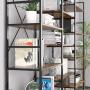 oneinmil Triple Wide 5-Shelf Bookcase Industrial Vintage Wood Style Large Open Bookshelves for Home&Office