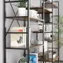 oneinmil Triple Wide 5-Shelf Bookcase Industrial Vintage Wood Style Large Open Bookshelves for Home&Office