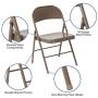Flash Furniture 4 Pack HERCULES Series Double Braced Beige Metal Folding Chair