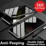 Anti-Peeping iPhone SE 2020, iPhone 8 iPhone 7 360° Full Body Case ,Clear Double Sided Tempered Glass [Magnetic Adsorption] Metal Bumper Protection Privacy Cover Anti-Spy (Black, iPhone7/8/SE(2020))