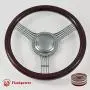 15.5'' Gun Metal Billet Steering Wheel Half Wrap with Horn Button-Walnut wood