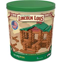 LINCOLN LOGS –100th Anniversary Tin-111 Pieces-Real Wood Logs-Ages 3+ - Best Retro Building Gift Set for Boys/Girls - Creative Construction Engineering – Top Blocks Game Kit - Preschool Education Toy