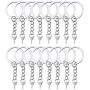 HAUTOCO 100Pcs Keychain Rings with Chain, Open Jump Rings and Screw Eye Pins for Crafts Charm Jewelry Making(1 Inch/25mm)