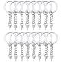 HAUTOCO 100Pcs Keychain Rings with Chain, Open Jump Rings and Screw Eye Pins for Crafts Charm Jewelry Making(1 Inch/25mm)