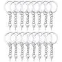 HAUTOCO 100Pcs Keychain Rings with Chain, Open Jump Rings and Screw Eye Pins for Crafts Charm Jewelry Making(1 Inch/25mm) HAUTOCO 100Pcs Keychain Rings with Chain, Open Jump Rings and Screw Eye Pins for Crafts Charm Jewelry Making(1 Inch/25mm)