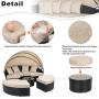 Walsunny Patio Furniture Outdoor Lawn Backyard Poolside Garden Round Daybed with Retractable Canopy Wicker Rattan, Seating Separates Cushioned Seats