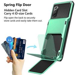 Vofolen for Galaxy Note 20 Case 5G Wallet 4-Card Flip Cover Credit Card Holder ID Slot Back Hidden Pocket Dual Layer Protective Hybrid Hard Shell TPU Bumper Armor for Samsung Note 20 6.7 Mint