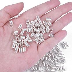 BronaGrand 150pcs Antiqued Brass Silver Crimp Fasteners Leather Cord Ends Caps Necklace Clasp Jewelry Parts 9x5mm