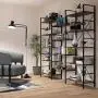 oneinmil Triple Wide 5-Shelf Bookcase Industrial Vintage Wood Style Large Open Bookshelves for Home&Office