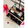 Jewelry Organizer Stand Display Tree - Earring Stand Necklace Holder - Metal Wood Jewelry Tower for Rings Bracelets Watches - Countertop 3 Tier Jewelry Stand with Black Velvet Storage Drawer