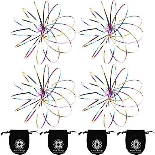 Jovitec 4 Pieces Flow Ring 3D Spinner Ring Spring Bracelet Arm Toy for Teens Adults Games Spinning Metal Globe Slides Down Arms (Color 1) Jovitec 4 Pieces Flow Ring 3D Spinner Ring Spring Bracelet Arm Toy for Teens Adults Games Spinning Metal Globe Slides Down Arms (Color 1)