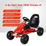 Costzon Go Kart, 4 Wheel Powered Ride On Toy, Kids Pedal Cars for Outdoor, Racer Pedal Car with Clutch, Brake, EVA Rubber Tires, Adjustable Seat (Red Go Kart) Costzon Go Kart, 4 Wheel Powered Ride On Toy, Kids Pedal Cars for Outdoor, Racer Pedal Car with Clutch, Brake, EVA Rubber Tires, Adjustable Seat (Red Go Kart)