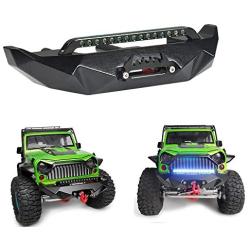 RCLIONS Aluminum Metal Front Bumper with LED Lights,Winch Mount for Axial SCX10 Upgrade Parts 1/10th RC Crawler Car