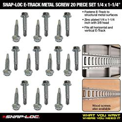 E-Track Metal Screw 20 Piece Fastener Set (1/4''x1-1/4'' Self-Driller)