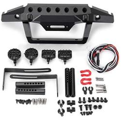 RCLions Metal Front Bumper with LED Lights/Lampshade/Shackles for TRX4/SCX10-ii 90046 1/10th RC Crawler Car