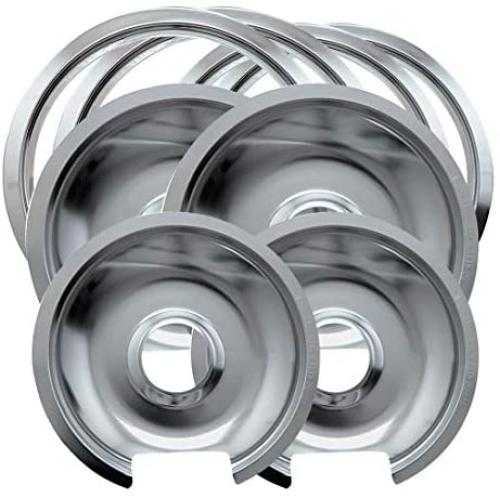 Range Kleen Style D Heavy Duty Drip Pans and Trim Rings (Includes 2 Small and 2 Large) for GE Hotpoint