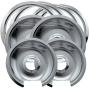 Range Kleen Style D Heavy Duty Drip Pans and Trim Rings (Includes 2 Small and 2 Large) for GE Hotpoint