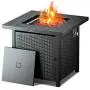 TACKLIFE Propane Fire Pit,Outdoor Companion,28 Inch 50,000 BTU Auto-Ignition Gas Fire Pit Table with lid, ETL Certification and Strong Striped Steel Surface, Table in Summer, Pit in Winter