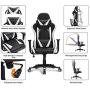 Yaheetech Functional Computer Gaming Chair Ergonomic High Back Racing Chair Leather Office Chair Height Adjustable Desk Chair with Lumbar Support Headrest & Armrest Black/White