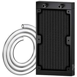 DIYhz Water Cooling Computer Radiator, 12 Pipe Aluminum Heat Exchanger Liquid Cooling Radiator Heat Sink 240mm for CPU PC Laser Water Cool System DC12V Black