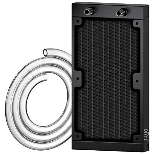 DIYhz Water Cooling Computer Radiator, 12 Pipe Aluminum Heat Exchanger Liquid Cooling Radiator Heat Sink 240mm for CPU PC Laser Water Cool System DC12V Black