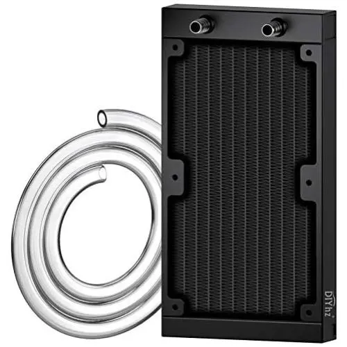 DIYhz Water Cooling Computer Radiator, 12 Pipe Aluminum Heat Exchanger Liquid Cooling Radiator Heat Sink 240mm for CPU PC Laser Water Cool System DC12V Black