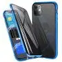 Anti-Spy Anti-Peeping Privacy Magnetic Case for iPhone 11 Clear Double Sided Tempered Glass [Magnet Absorption Metal Bumper Frame] Thin Anti-Spy 360 Full Protective Phone Case (Blue, 11 6.1'')