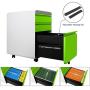 Dprodo 3 Drawers Mobile File Cabinet with Lock, Metal Filing Cabinet for Legal & Letter Size, Locking File Cabinet for Home & Office Full-Extension Drawers, Green