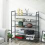 SONGMICS Shoe Rack, 5-Tier Stackable Shoe Storage Shelf, Metal Mesh, Flat or Angled Shoe Organizer for 20 to 25 Pairs of Shoes, Short Boots, High Heels, Cool Gray ULMR05GB
