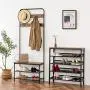 HOOBRO Coat Rack Shoe Bench, Pipe Style Hall Tree Organizer, Entryway Storage Shelf with Unique Double Hooks, Wood Look Accent Furniture with Metal Frame, Industrial Design, Rustic Brown BF01MT01 HOOBRO Coat Rack Shoe Bench, Pipe Style Hall Tree Organizer, Entryway Storage Shelf with Unique Double Hooks, Wood Look Accent Furniture with Metal Frame, Industrial Design, Rustic Brown BF01MT01