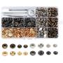 140 Set Snap Buttons Kit - 12.5mm Metal Button Press Studs with 4 Pieces Fixing Tools, 4 Colors Leather Snaps for Clothing